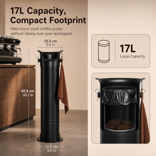 Large Espresso Knock Box for Coffee Grounds with 25 Garbage Bags and Towel - Image 4