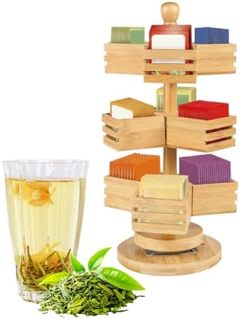 Tea Bag Organizer 3-Tier Large Capacity Rotating Sugar Packets Chest - Image 7