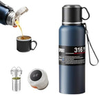 Double wall vacuum Leakproof stainless steel wide mouth insulated water bottle;tea tumbler with infuser,cup,lid;smart thermoses hot coffee;thermal flask ice drinks with led digital temperature display by Unknown