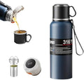 Double wall vacuum Leakproof stainless steel wide mouth insulated water bottle;tea tumbler with infuser,cup,lid;smart thermoses hot coffee;thermal flask ice drinks with led digital temperature display by Unknown