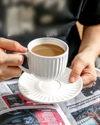 Ceramic Espresso Cups with Saucers 8 Oz,Set of 4 Porcelain Demitasse Cups Set,Small Coffee Cups with Handle for Coffee,Tea,Latte and Macchiato,Cappuccino Mugs for Kitchen and Cafe,White - Image 7