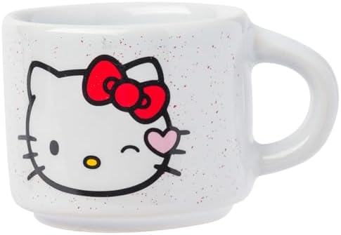 Silver Buffalo Sanrio Hello Kitty Different Colored Bows 4pc Stackable Ceramic Espresso Mug Set with Storage Rack, 3 Ounces - Image 3