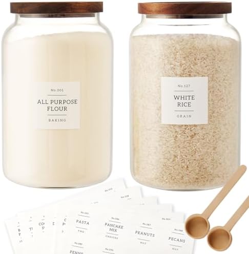 CZSZYGHBAO 2 PCS Large Glass Jar with Airtight Lid, Glass Food Storage Jars for Tea,Spice,Cereal, Egg,Flour,Coffee and More(1 gallon/4000 ml) by CZSZYGHBAO