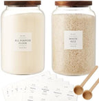 CZSZYGHBAO 2 PCS Large Glass Jar with Airtight Lid, Glass Food Storage Jars for Tea,Spice,Cereal, Egg,Flour,Coffee and More(1 gallon/4000 ml) by CZSZYGHBAO