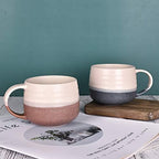 Bosmarlin Ceramic Large Latte Coffee Mug Set of 2 for Latte, Cappuccino, 18 Oz, Dishwasher and Microwave Safe (Pink&Grey, 2) - Image 5