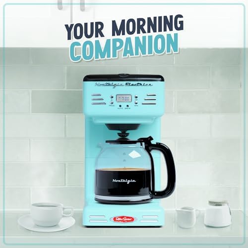 Nostalgia Retro 12-Cup Programmable Coffee Maker With LED Display, Automatic Shut-Off & Keep Warm, Pause-And-Serve Function, Aqua - Image 3