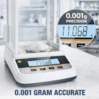 Lab Analytical Balance 500g x 0.001g Precision Digital Scale, with Windshield and RS232 Interface, for Scientific Laboratories, Research, Industrial, Kitchen, Food, Jewelry, 19 Units, 500g Weight - Image 5