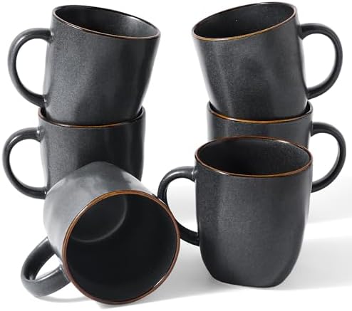 famiware Coffee Mugs Set of 6, Ocean Square 13oz Coffee Cup Set with Handle by Famiware