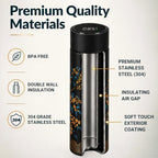 Farasi Tea Infuser for Loose Leaf Tea Smart Water Bottle with Fahrenheit Temperature Display, Stainless Steel Insulated Coffee and Fruit Tea Infuser Bottle - Floral Travel Tea Mugs 15 oz (Black) - Image 6