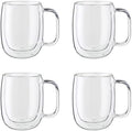 Zwilling Sorrento Plus 4-Pc Double Wall Insulated Glass Coffee Mug Set by Zwilling