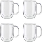 Zwilling Sorrento Plus 4-Pc Double Wall Insulated Glass Coffee Mug Set by Zwilling