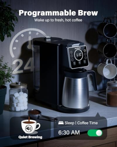 SHARDOR Single Serve & Carafe Coffee Maker, Hot & Iced Coffee Machine for K Cup Pods & Grounds, 6-32oz Brew Sizes, 95oz Removable Water Reservoir, 5 Cup Thermal Carafe, 24H Programmable, Matte Black - Image 6