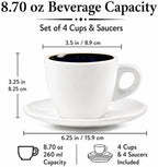 Bacimi® Cappuccino Cups and Saucers Set of 4 – 8.7oz Thick Barista Style Stoneware Cups - Blue Glaze Classic Italian Design - Ceramic Cups For Cappuccino, Latte, Tea – Dishwasher & Microwave Safe - Image 5