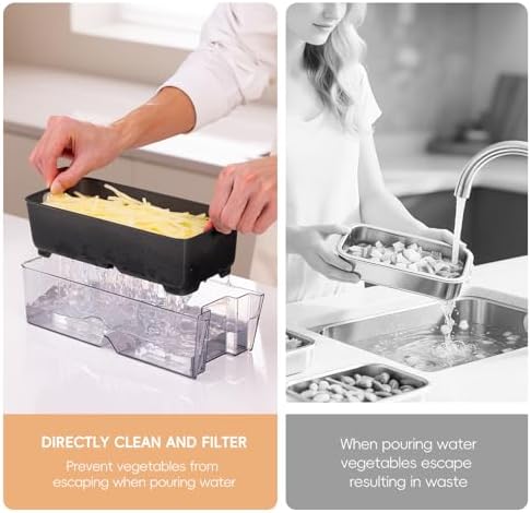 ONCE FOR ALL Safe Mandoline Slicer Pro, Veggie Slicer with Container, Black - Image 6