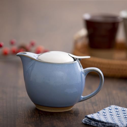 Zero Japan Bee House Round Teapot For One, 15 Oz - Ceramic Tea Pot with Stainless Steel Lid and Infuser, Diswasher and Microwave Safe Tea Pots (Hydrangea Blue) - Image 2
