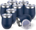 StarSpeed 12oz/8 Pack Insulated Wine Tumbler with Lid,Navy Blue by StarSpeed