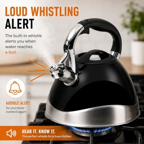 Creative Home Crescendo Stainless Steel Whistling Tea Kettle, 3.1 Quart - Image 4