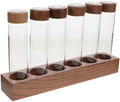 Coffee Bean Storage Tubes with Walnut Wooden Base Airtight Lids Display by Happyyami