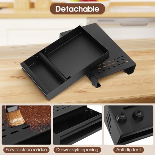 Stainless Steel Knock Box with Lid for Coffee Grounds Disposal, 28 x 18 x 5 cm Espresso Tamp Station with Removable Drawer, Non Slip Feet, Rubber Strike Pad. Suitable for Home, Cafe, Office (Black) - Image 4