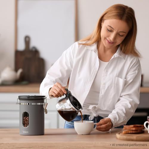 Veken Coffee Canister with Window,Airtight Stainless Steel Container,22OZ - Image 5