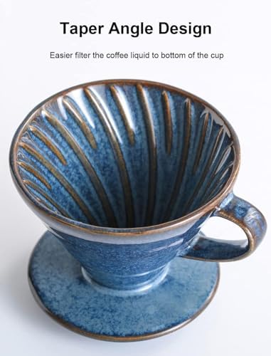 Ceramic Pour Over Coffee Dripper, Kiln Retro Hand Brew Coffee Cup Drip - Image 4