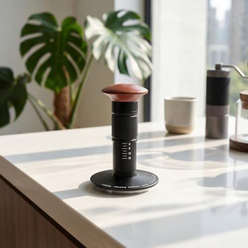 Coffee Tamper Tamper Calibrated Espresso Tool Walnut Wooden Handle Pressure Scale Flat Base Suitable for Home Use Café Bar, 51mm - Image 3