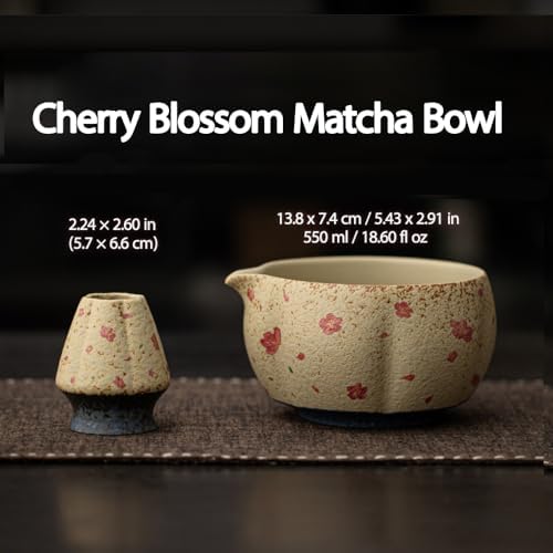 8-Piece Matcha Whisk Set - Matcha Bowl Set with Cat Pattern, Hand-Painted Cat and Floral Japanese Tea Kit, Ideal Gift for Birthdays, Christmas and Valentine Day, Flint Red Porcelain - Image 6