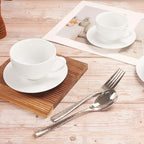 Coffee Mugs Set,Ceramic Tea Cup with saucer, Espresso Cups 8-piece, Stackable Cups, for Latte,Hot Tea,Cappuccino, Mocha, Cocoa, dishwasher, oven, microwave safe, Best gift, 12 Oz(350ML) - Image 5