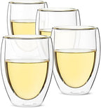 BTaT- Double Walled Stemless Wine Glasses, 12 oz, Set of 4, Smooth Rim Standard Wine Glass Tumbler for Hot & Cold Beverages, Gifts for Wedding, Christmas, Anniversary by BrewToATea