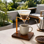 Coffee Dripper Stand Portable Hand Brewer Pour Over Coffee Maker Holder Wooden Alloy Base Suitable for Home, Gold - Image 7