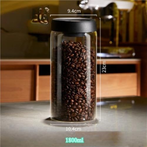 Vacuum Coffee Canisters with Airtight Lids for, Borosilicate Glass Jars Sealer Kit for Tea, Beans,Sugar(1800ml) - Image 2