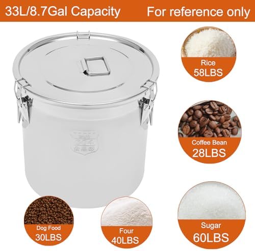 DYNAMI 8.7Gal 304 Stainless Steel Bucket Milk Can with Airtight Lid - Image 2