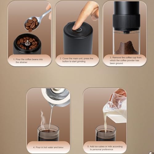 Portable Electric Coffee Grinder, USB Rechargeable Auto Stop Quiet Adjustable Cordless Handheld Small Coffee Bean Grinder for Home Camping Travel - Image 7
