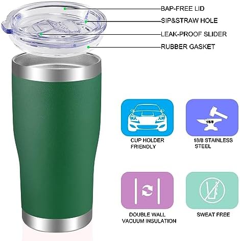VEGOND 20oz Tumbler Stainless Steel Tumbler Cup with Lid And Straw Vacuum Insulated Double Wall Travel Coffee Mug(Dark Green 6 Pack) - Image 3