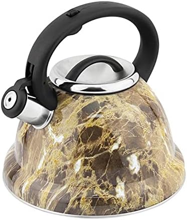 Stovetop Kettles Stainless Steel Tea Kettle Induction Kettle Marble Stone Water Teapot 3.0L Whistling Kettle (Color : Black Size : One Size) (Brown One Size) by Unknown