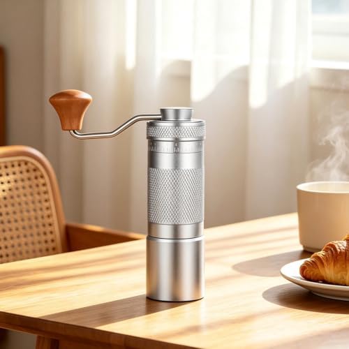 Manual Coffee Grinder Portable Hand Coffee Bean Mill with 50 Adjustable Grind Settings, Stainless Steel Conical Burr, Wooden Crank Handle for Travel Camping Home Espresso Pour Over Coffee - Image 4