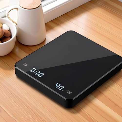 Rechargeable Coffee Scale, Portable Digital Kitchen Scale with Automatic Timing Rechargeable Mini Coffee Scales, Food Kitchen Scales for Baking, Cooking, and Meal Prep(Black) - Image 5