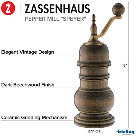 Zassenhaus Speyer 5.1-Inch Dark Stained Beech Pepper Mill - Image 3