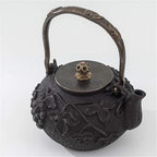 Cast Iron Tetsubin Teapot 1.2L With Copper Lid, Grape Pattern Vintage Iron Kettle For Brewing & Boiling Water by Unknown
