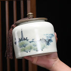 Tea Tin Food Storage Canister Loose Leaf Tea Packaging Box Empty Ceramic Sealed Canisters White Tea Black Tea Green Tea Longjing Tea Canisters - Image 4