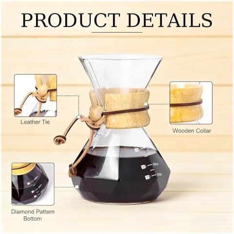 Glass Coffee Pot Drip Brewing Integrated 400ml/600ml Hand Brewed Filter Cup Pour Over Coffee Maker For Home Office Use(600ml Round) - Image 7
