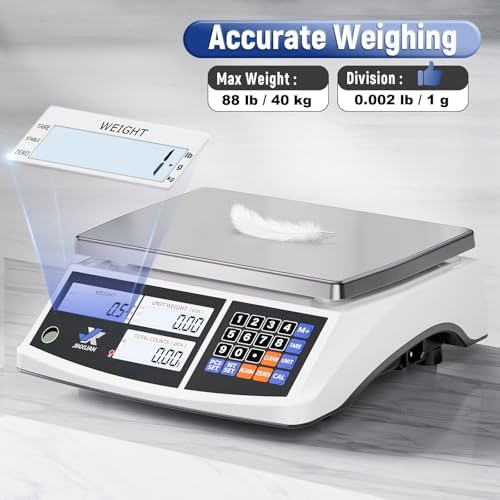 Industrial Counting Scale 40kg/88lb x 1g Precision Bench Scale Digital Inventory Counting Weight Scale for Small Parts and Coins, Electronic Gram Scale with Batteries/AC Power, lb/g/kg/oz - Image 2