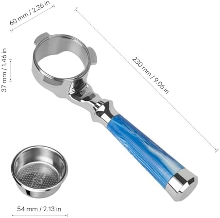 54mm Bottomless Portafilter Fits Breville Sage Barista Express Machines - MUVNA 3 Ear Naked Portafilter with 16g Double-layer Filter Basket, Blue - Image 5