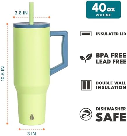 Elemental Spill Proof 40oz Insulated Tumbler with Handle & Straw Travel Mug - Image 2