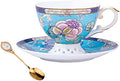 ACMLIFE Bone China Tea Cups, Tea Cup and Saucer Set for 1 Blue and White China Tea Cup 6.7oz Floral Vintage China Coffee Set for Women Party Gift Giving with Gold Trim and Gift Box by ACMLIFE