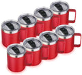 Volhoply 14oz Insulated Stainless Steel Coffee Mug with Lid Bulk 8 Pack,Double Wall Vacuum Travel Coffee Cup with Handle,Reusable Metal Cups Tumbler,Camping Mugs Keep Hot,Ideal Gifts(Red,8) by LiveFully%EF%BC%8CDrinkFreely%E2%80%94KeepGoingwithVolhoply%EF%BC%81