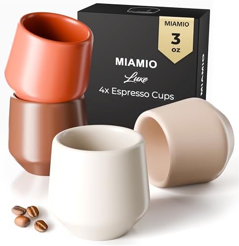 MIAMIO - Espresso Cups Set of 4 / Mug, Ceramic (3oz) - Luxe (Beige Pastel) by MIAMIO