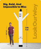 LookOurWay Air Dancers Inflatable Tube Man Attachment - 10 Feet Tall Wacky Waving Inflatable Dancing Tube Guy for Business Promotion - Blower Not Included - White - Image 3