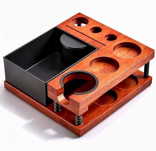 Espresso Tamping Station - Large Knock Box, 9 in 1 Espresso Coffee Organizer, Coffee Tamper Station, Fits 51/54/58mm Portafilter, Espresso Accessories Holder for Home Barista by Unknown