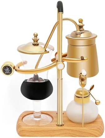 Belgian Balance Siphon Coffee Maker, Vintage Syphon Coffee Machines Vacuum Brewing System, Gold Royal Family Coffee Makers with handle for Home, Café shop (400ml/13.53oz) (Gold) by kangten